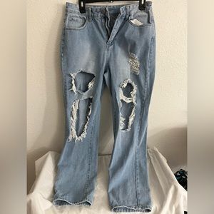 Distressed High-Rise Mom Jeans